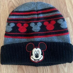 Mickey Mouse Striped Beanie black grey red